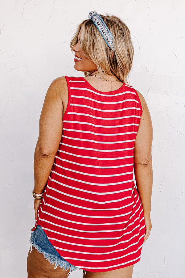 Sweeter In Stripes Shift Tank In Red Curves