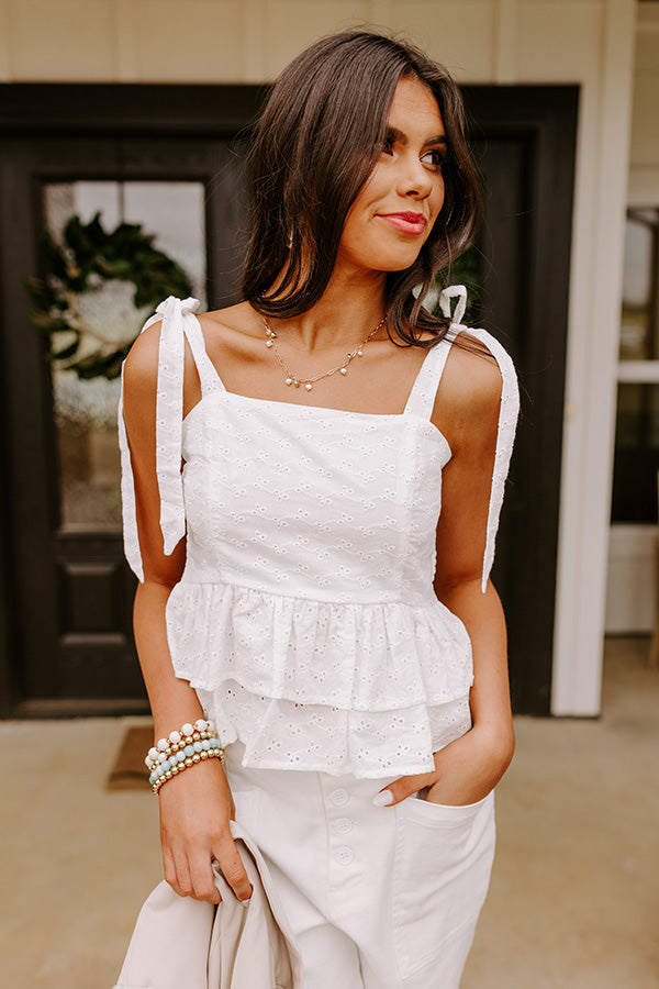 Bermuda Eyelet Tank In White