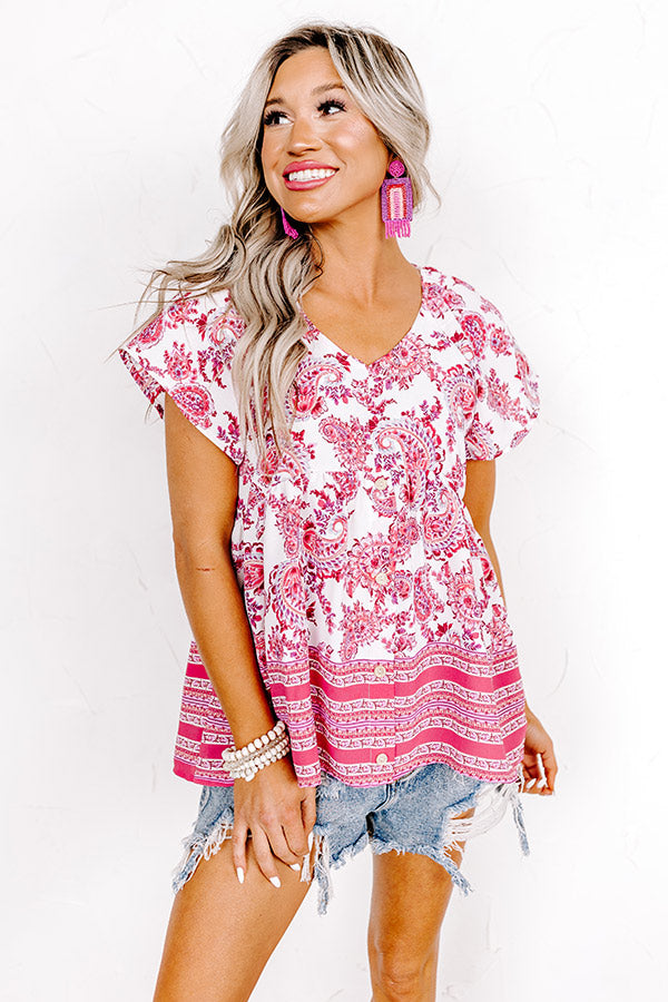 Blossom Boulevard Babydoll Top In Fuchsia