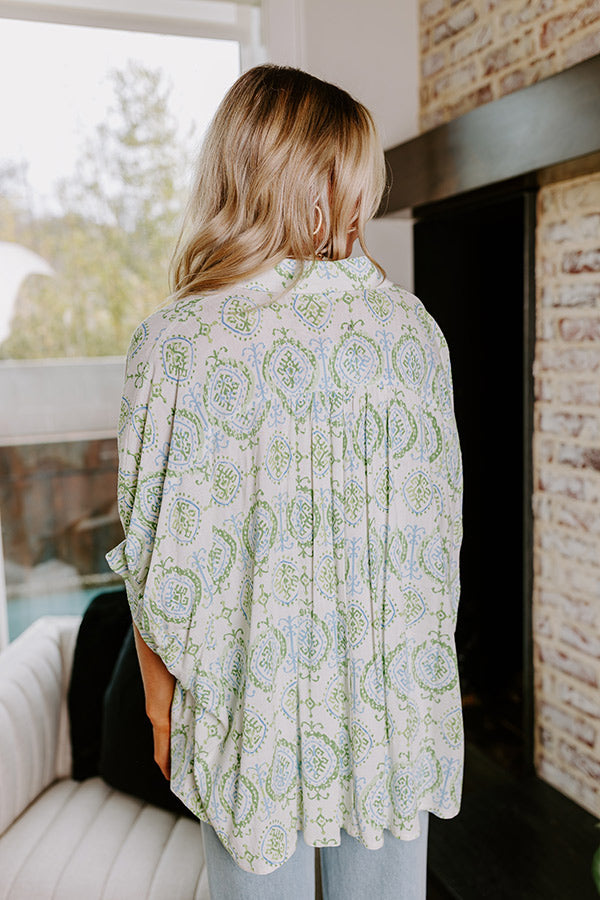 Let's Take A Trip Button Up In Lime