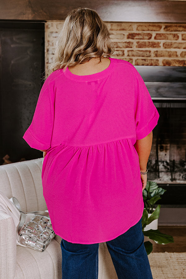 City Escape Shift Top in Hot Pink Curves