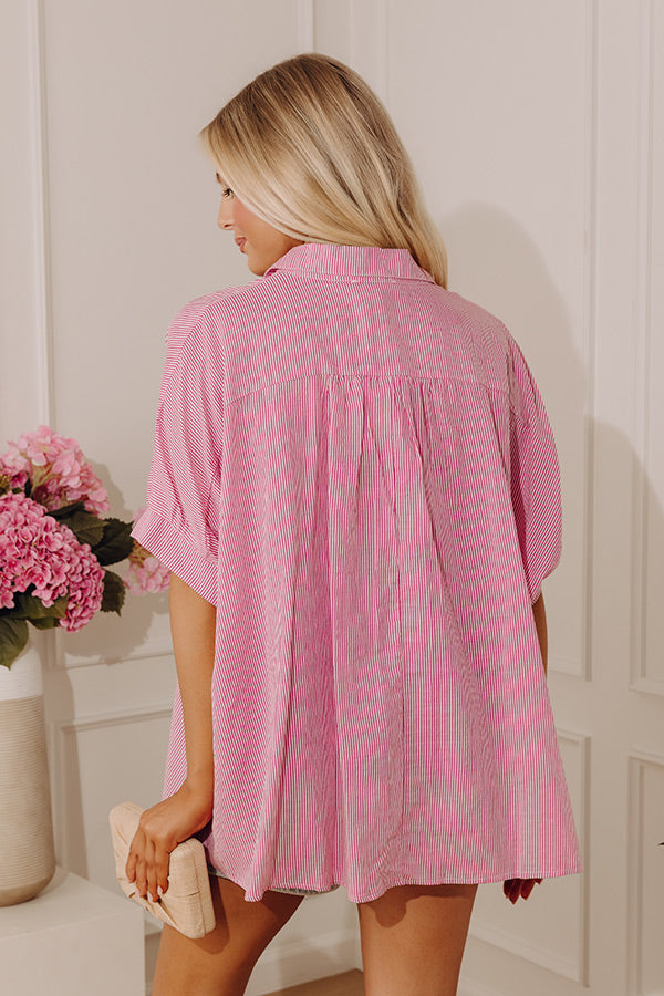 Casually Chic Stripe Button Up In Pink