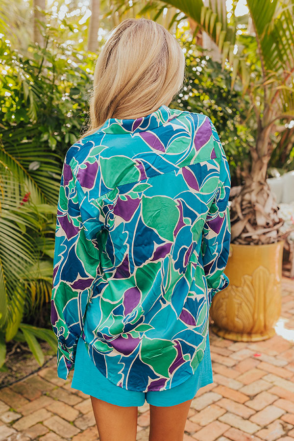 Capri Waters Satin Button Up
