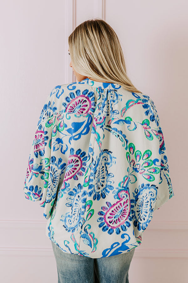Cocktail Hour Floral Bodysuit in Blue