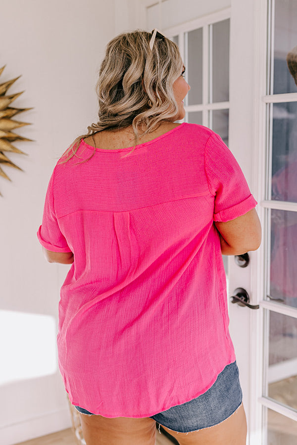 Coastal Breeze Shift Top in Hot Pink Curves