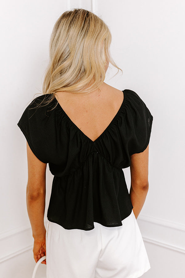 Caught Crushing Linen-Blend Top in Black
