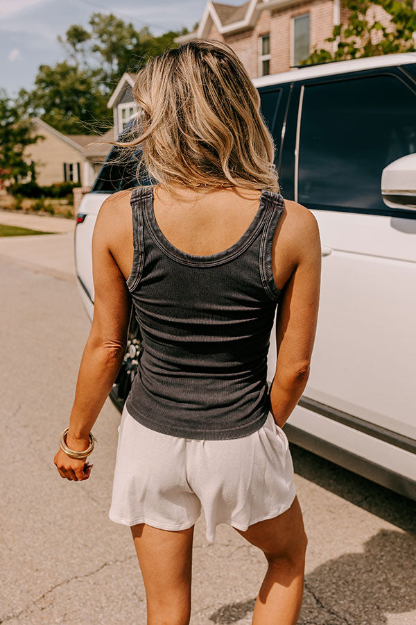 Summer Basic Ribbed Reversible Tank in Vintage Black
