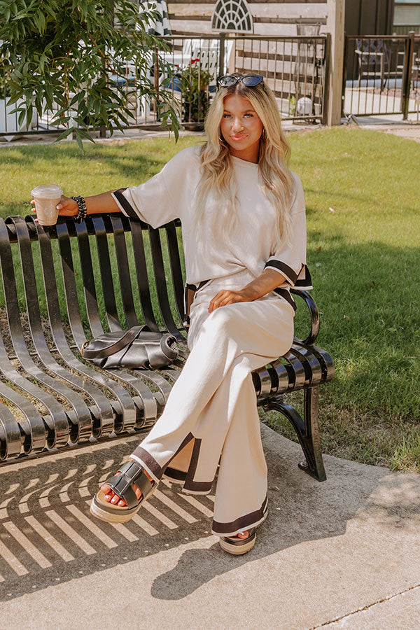 Uptown Cafe Knit Shift Top in Light Beige
