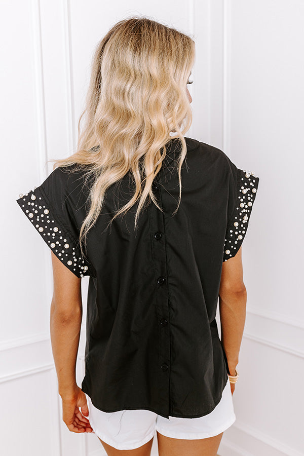 Spotlight Delight Pearl Embellished Top in Black