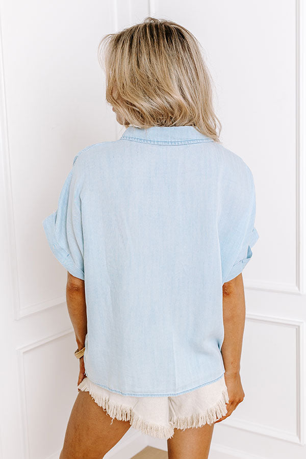 Downtown Daze Chambray Button Up in Light Wash