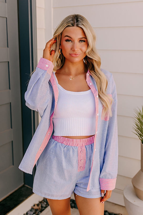 Dockside Dreaming Oversized Stripe Button Up