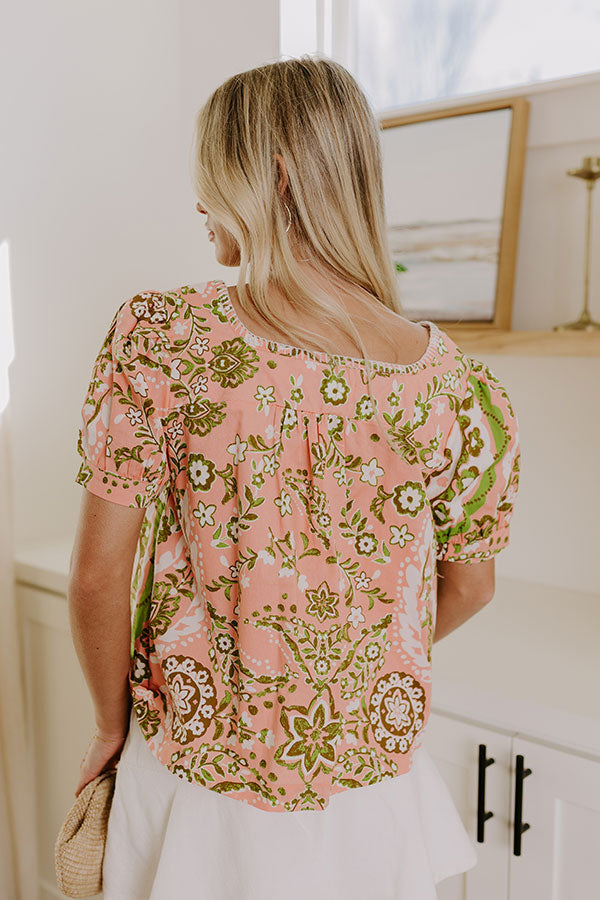 Sweet Gesture Front Tie Floral Top