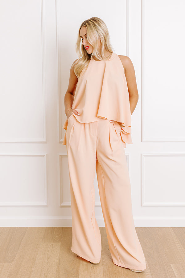 Courtyard Charm High-Low Top in Peach