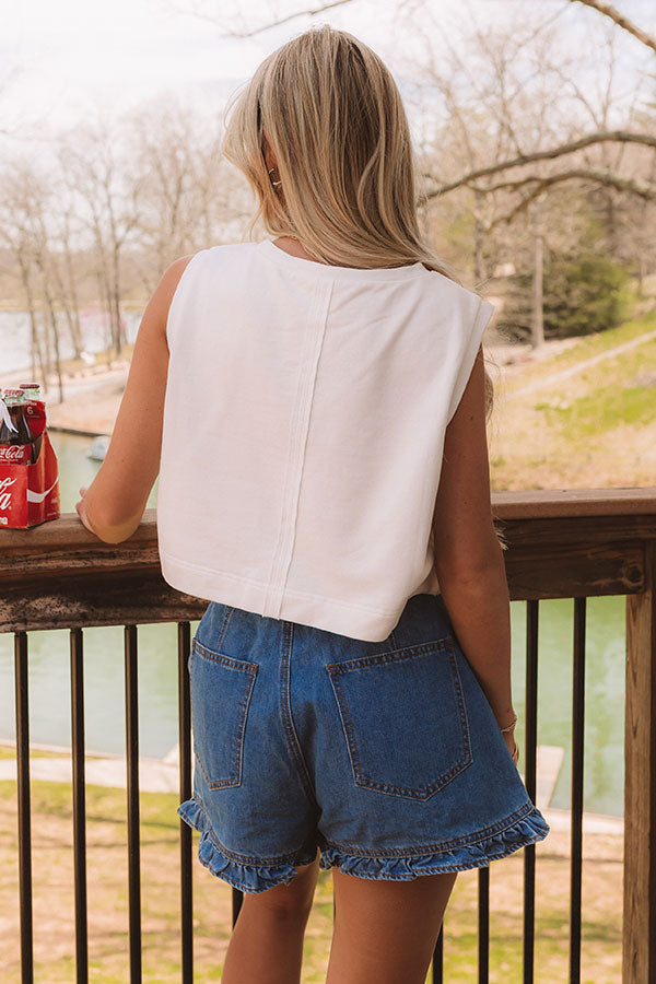 USA Charm Embroidered Crop Tee