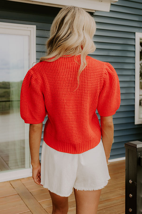 Social Outing Knit Top in Red