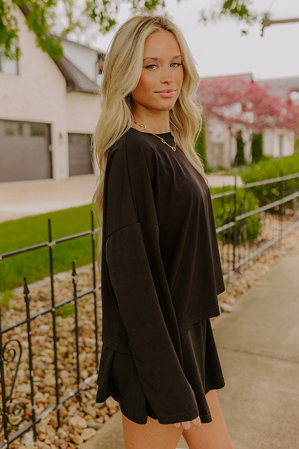 Flight Plans Knit Tee in Black