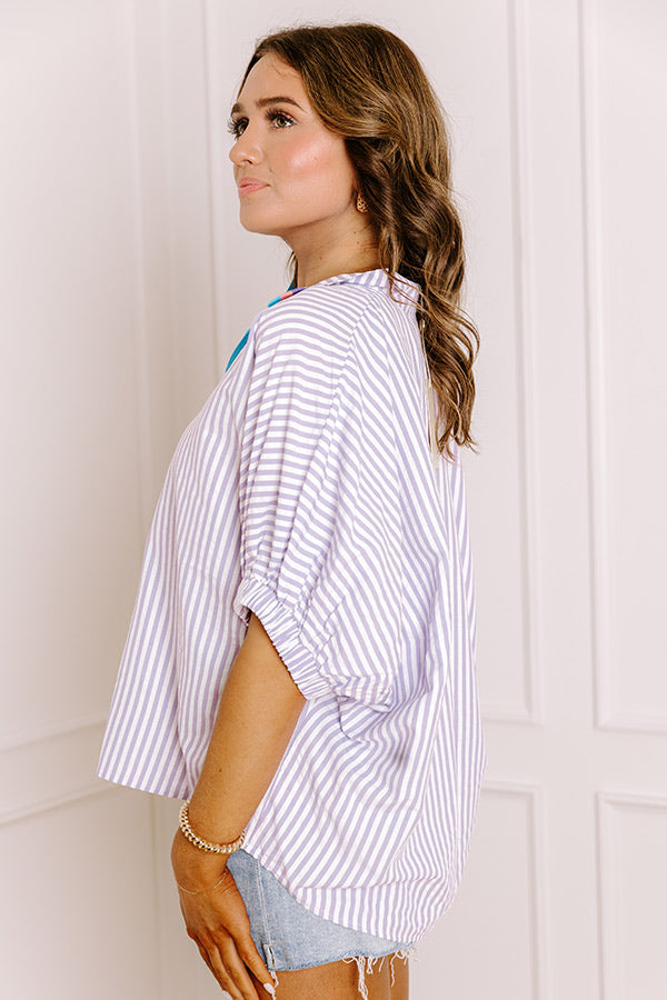 Country Club Gathering Stripe Top in Lavender