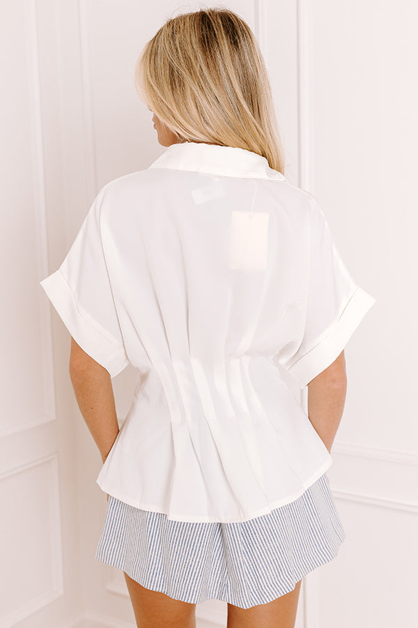 City Socialite Pleated Top In White