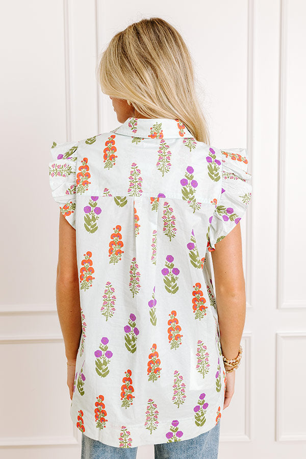 Picnic In The Garden Button Down Floral Top
