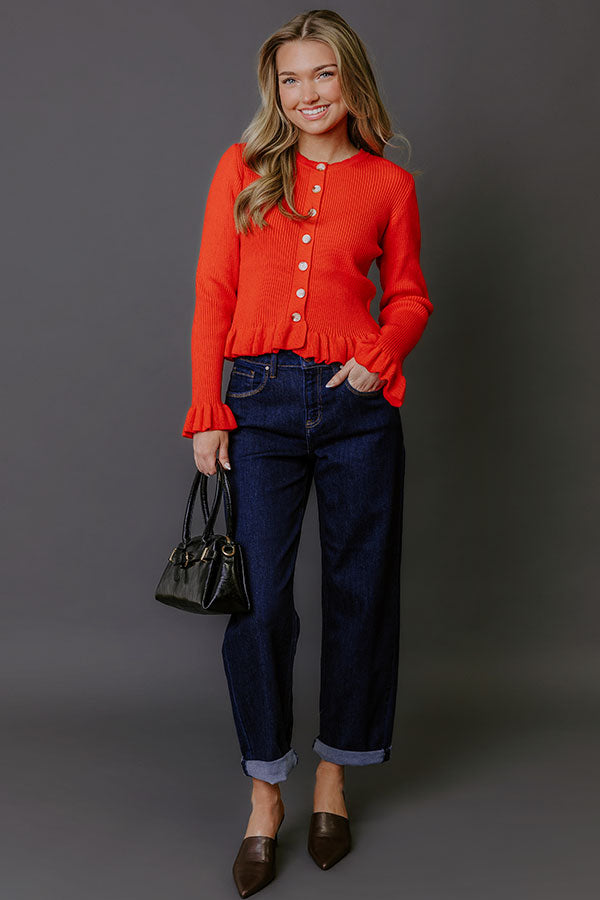 Modern Classic Knit Sweater Top in Scarlet