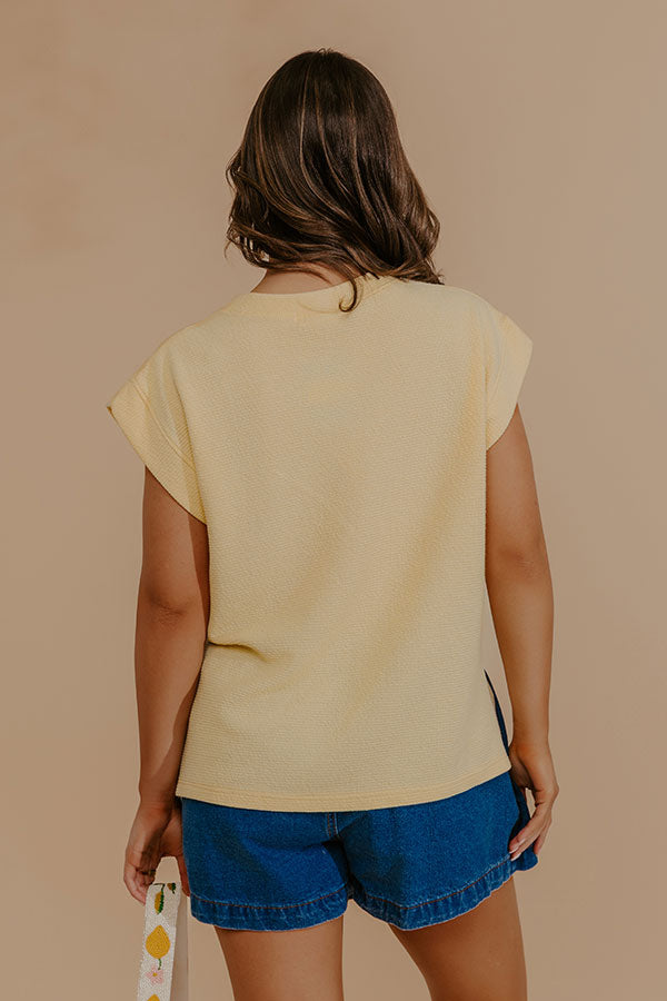Weekend Wind-Down Waffle Knit Top in Yellow