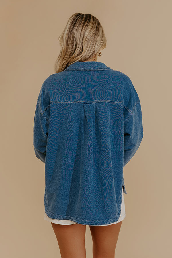 Cue The Casual Terry Knit Button Up Top