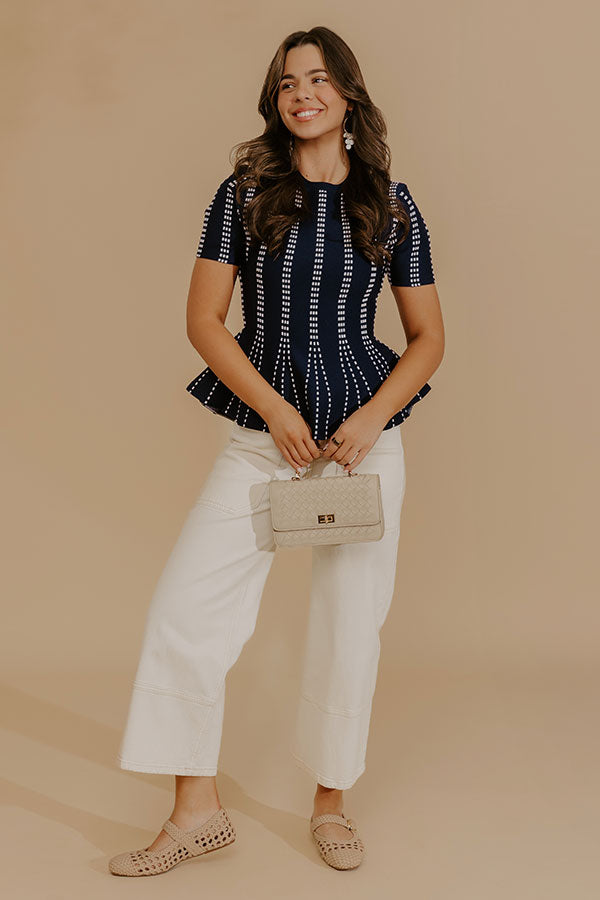 Everyday Chic Knit Peplum Top in Navy