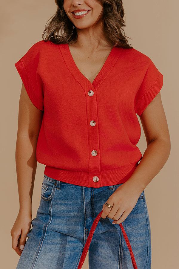 Spring Whisper Knit Top in Red