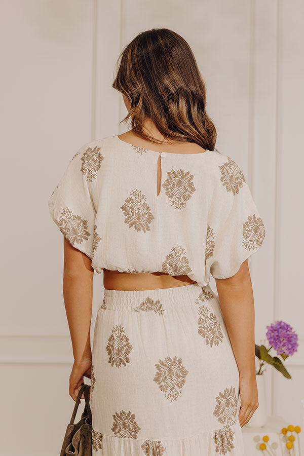 Vacay Babe Linen-Blend Crop Top