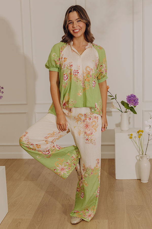 Tuscany Charm Floral Button Up Top