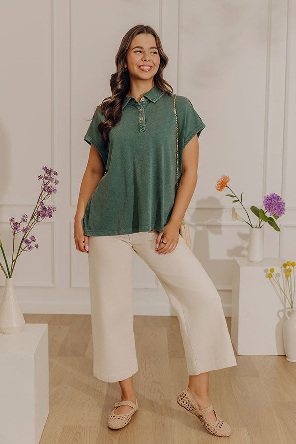 Downtown Ease Vintage Wash Tee in Hunter Green