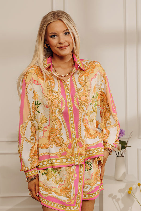 Miami Date Button Up Top in Pink