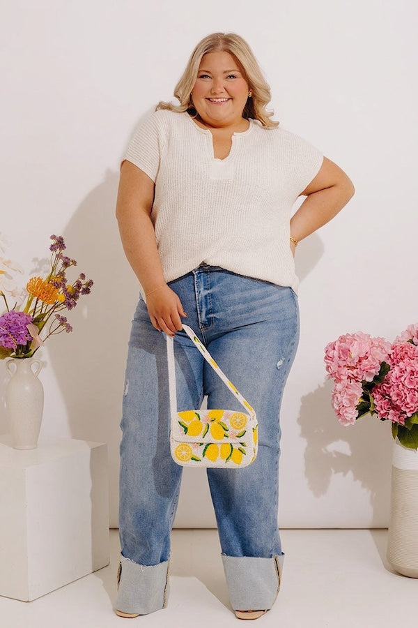 Coastal Cafe Knit Top Curves