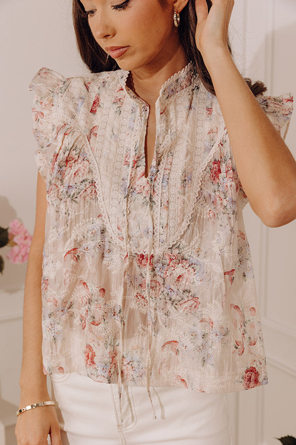 High Society Florals Embroidered Top
