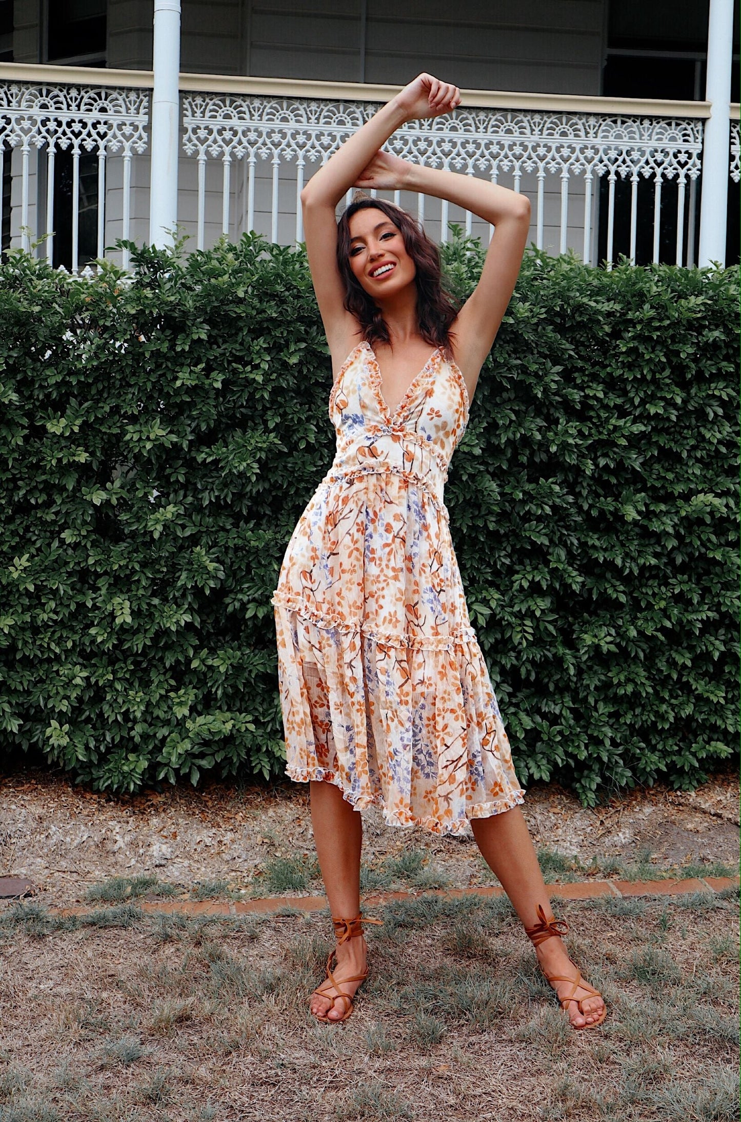 Lucianna Midi Dress - Sunrise Print