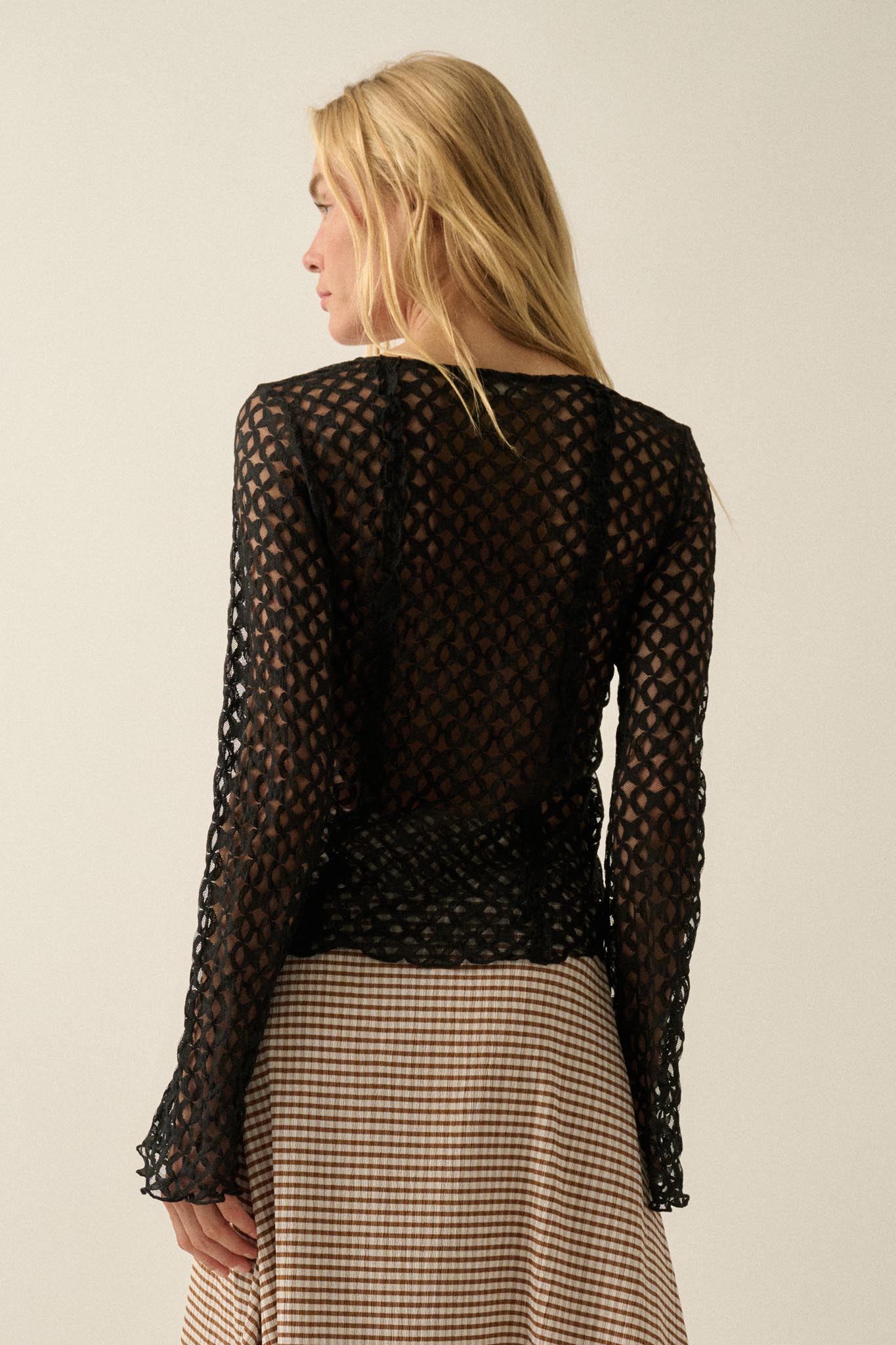 Kiss Me Quick Sheer Ruffled Floral Lace Cardigan
