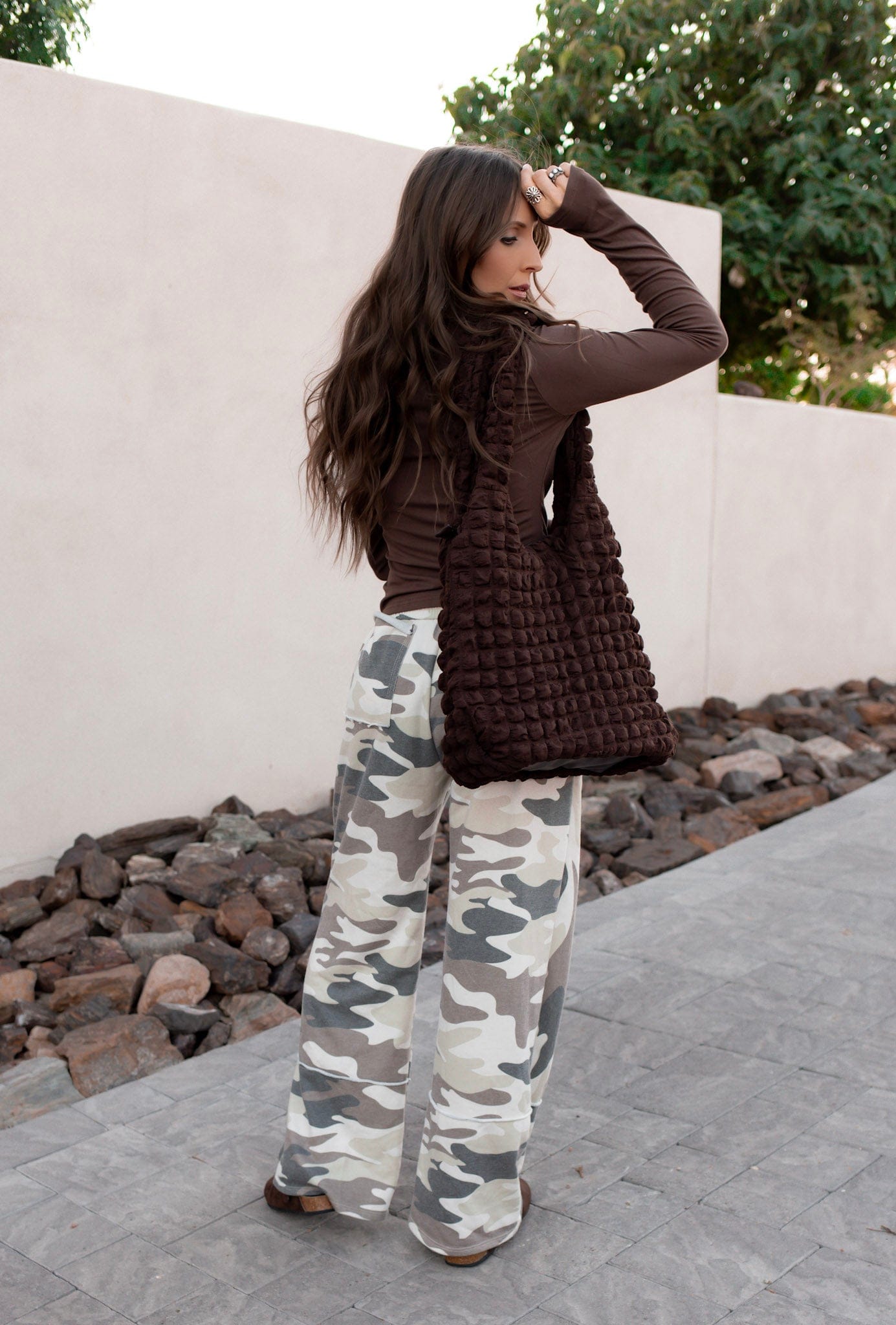 J.HER CAMO For You Cotton Wide Leg Pants