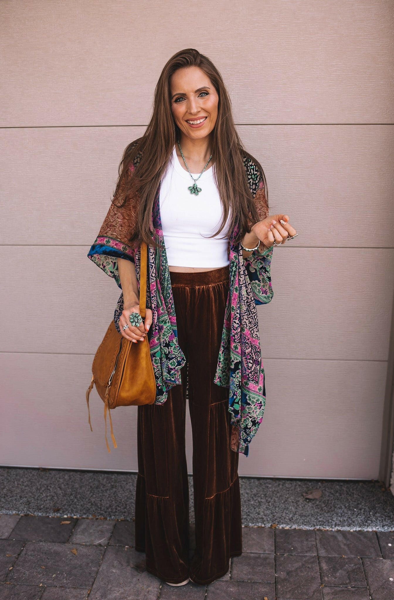 Brooke Velvet Ruffle Hem Wide Leg Pants