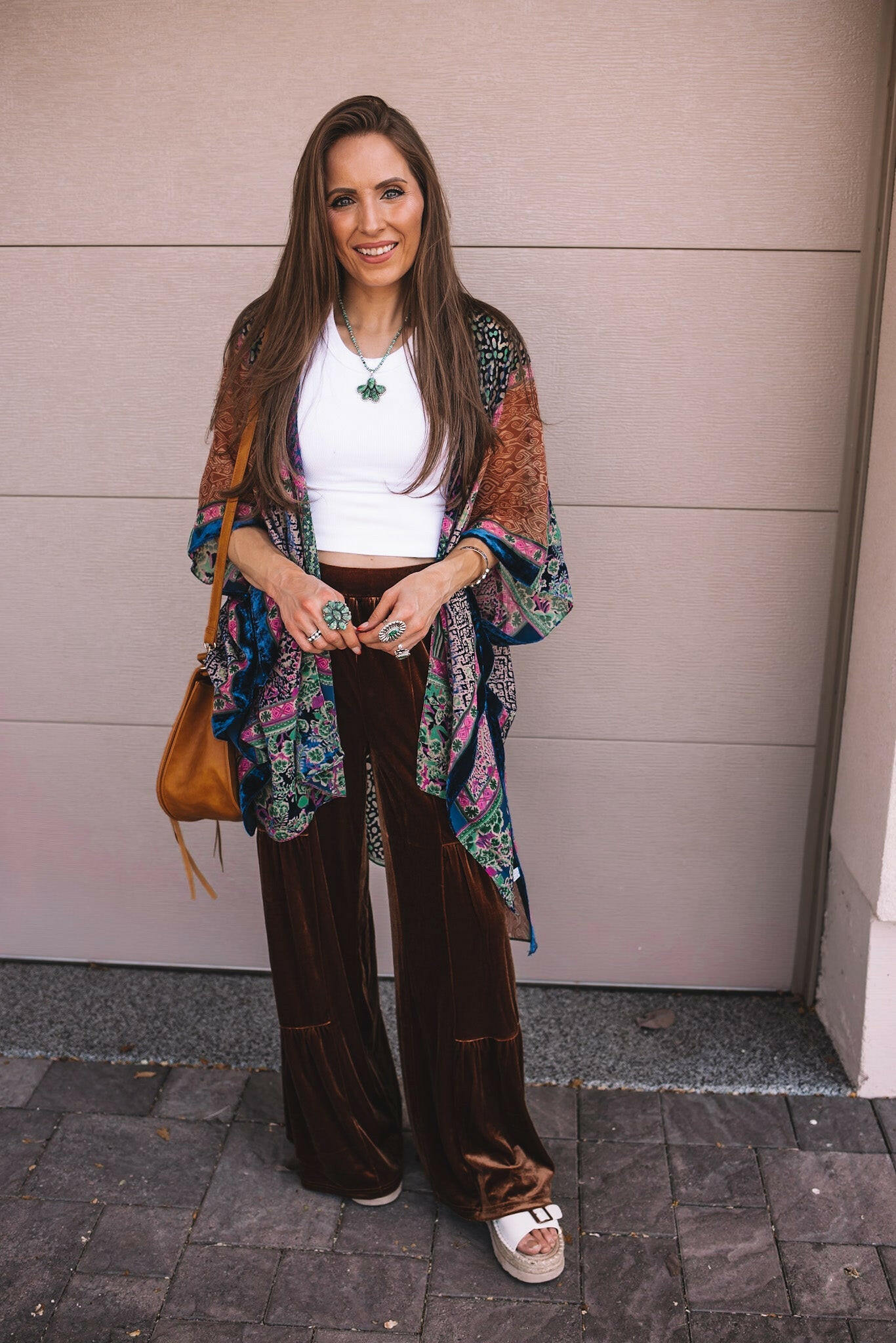 Brooke Velvet Ruffle Hem Wide Leg Pants