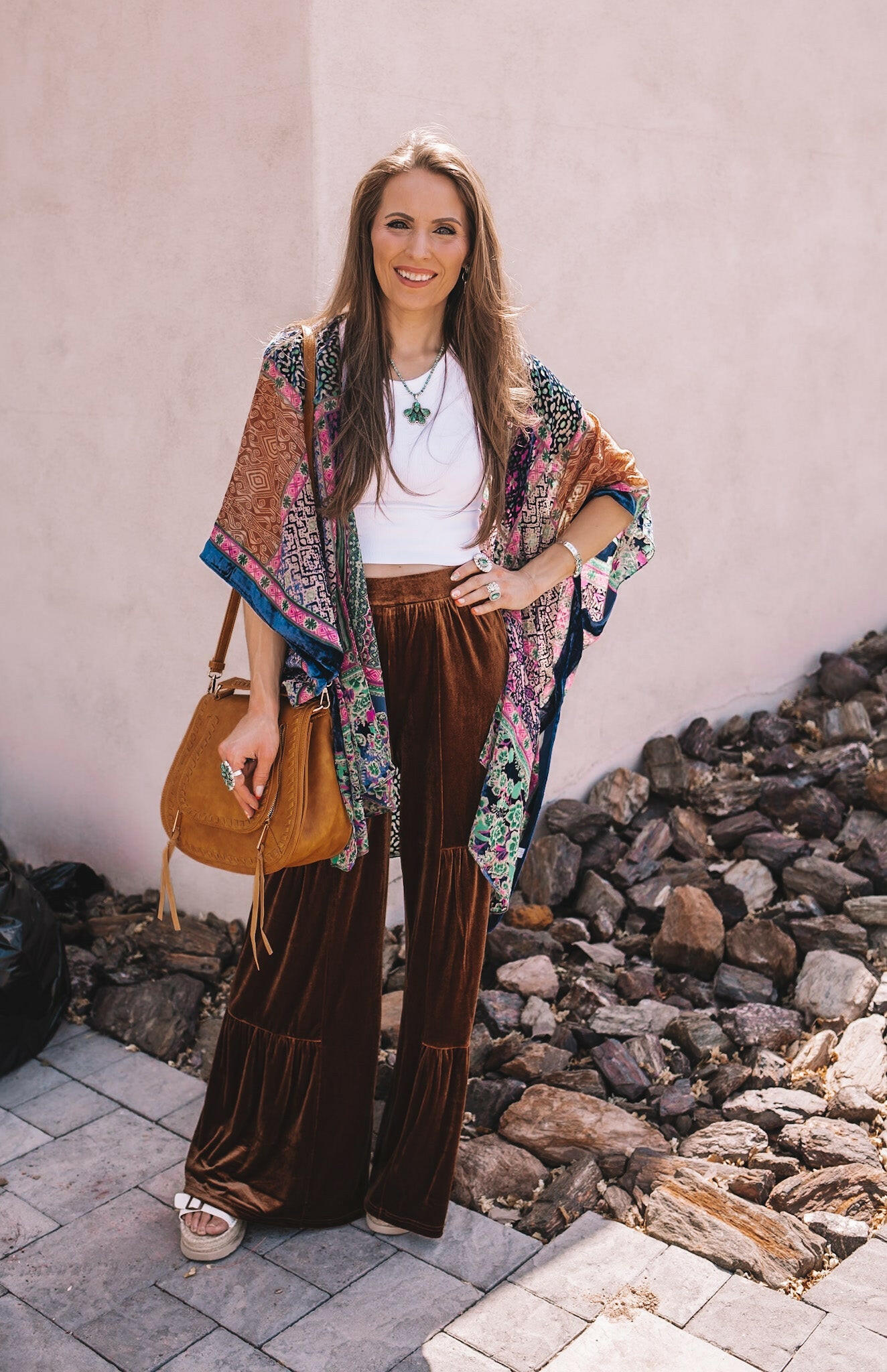 Brooke Velvet Ruffle Hem Wide Leg Pants