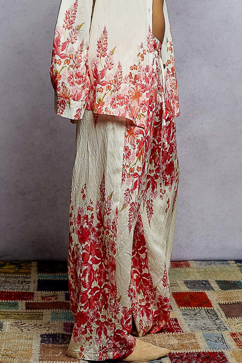 POL Floral Print Wide-Leg Pants