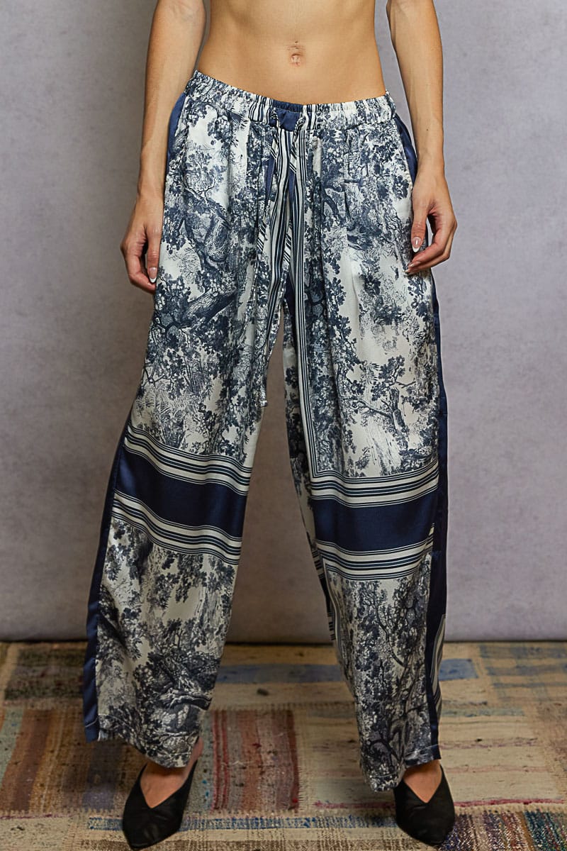 POL Floral Print Wide-Leg Pants