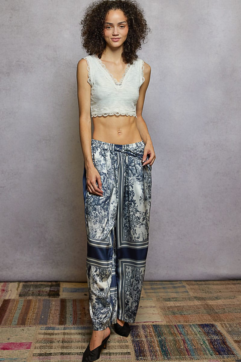 POL Floral Print Wide-Leg Pants