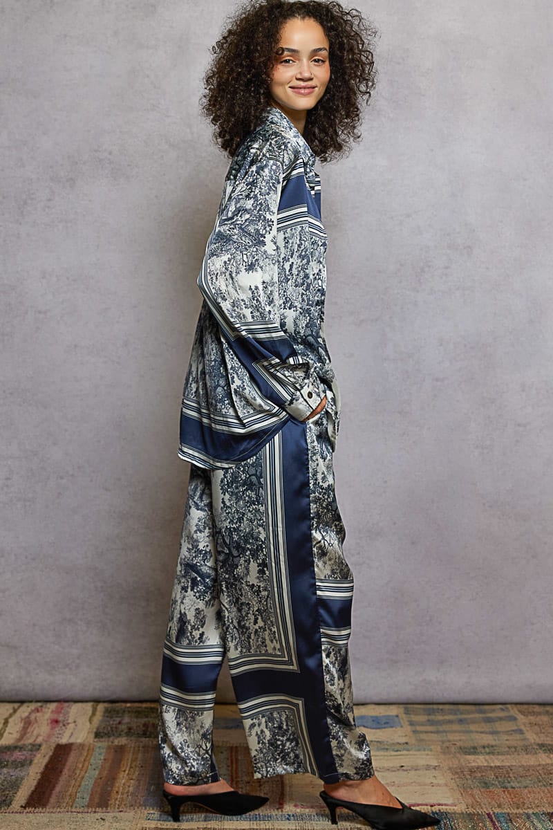 POL Floral Print Wide-Leg Pants