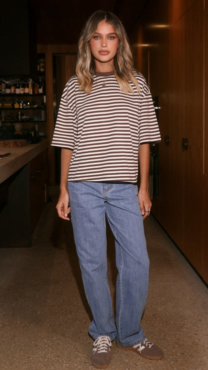 Paige Tee - Chocolate Stripe