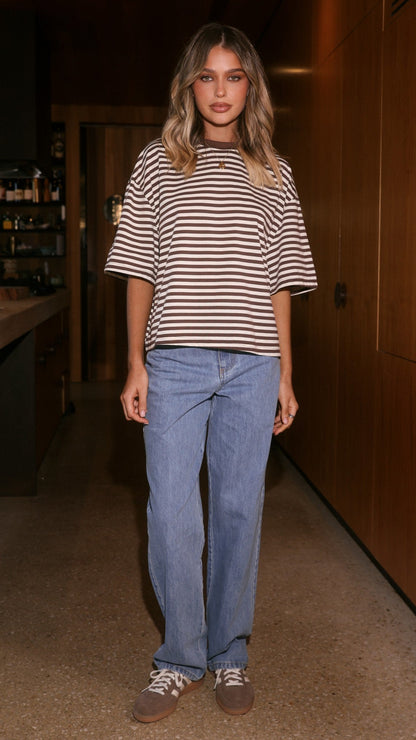 Paige Tee - Chocolate Stripe
