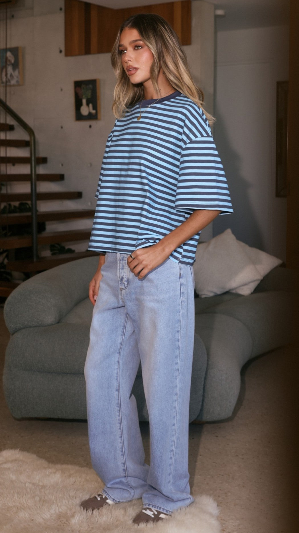 Paige Tee - Blue Stripe