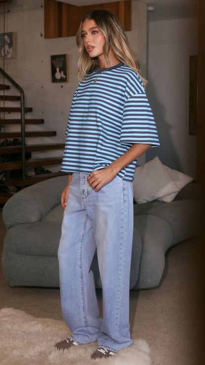 Paige Tee - Blue Stripe