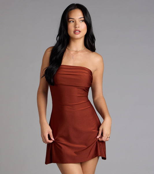 No Effort Drama Lace-Up Mini Dress
