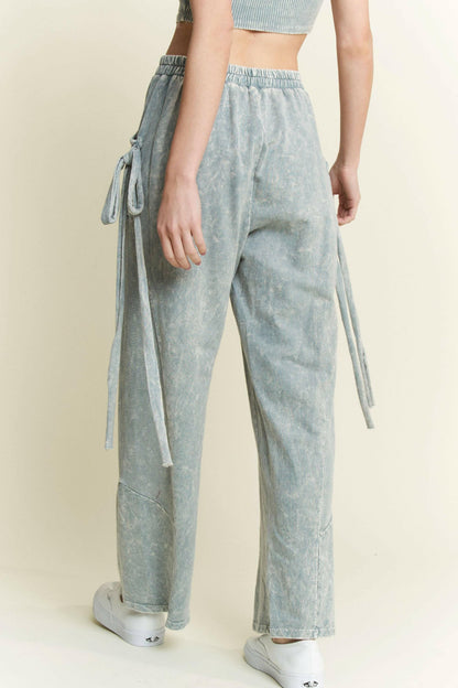 J.HER Mineral Wash Side Ribbon Bow pants
